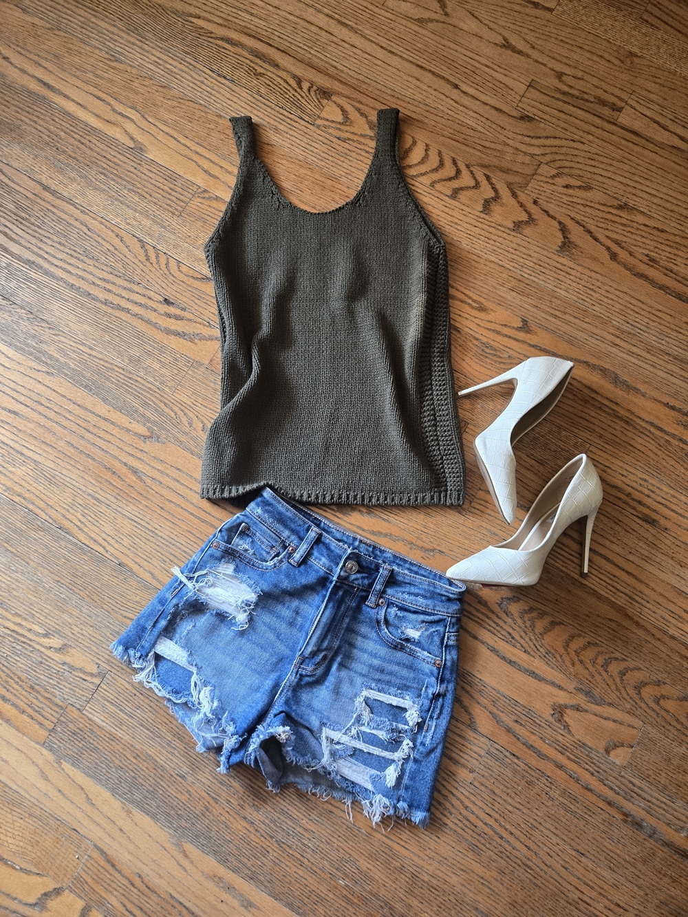 Lucky Brand Olive Green Knit Tank with Scoop Neck